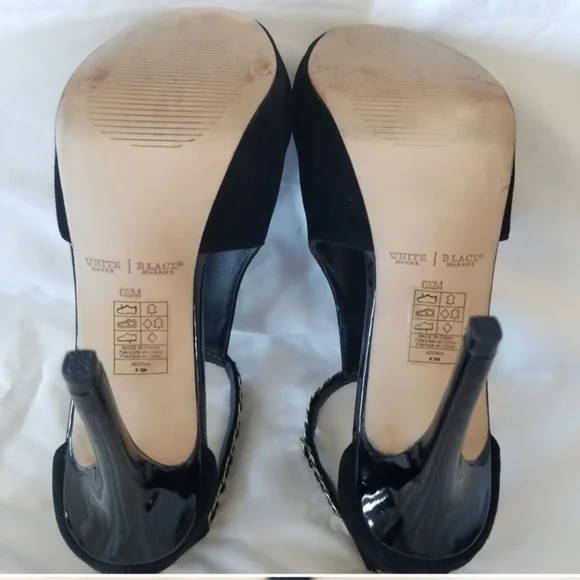 WHBM White House Black Market Adonia Black Peep Toe Stiletto Heels Boot 6.5 EUC - Picture 6 of 10